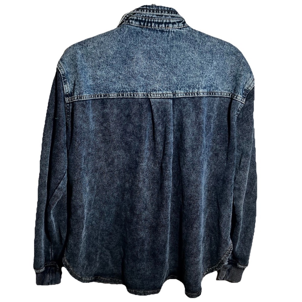 Jane and Delancey Blue Denim Jacket‎ Shacket S Bohemian Classic Stretch Pocket - Picture 2 of 6